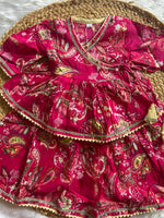 Infant girl angrakha top and skirt-Pink Floral