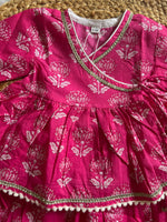 Infant girl angrakha top and skirt-White Pink