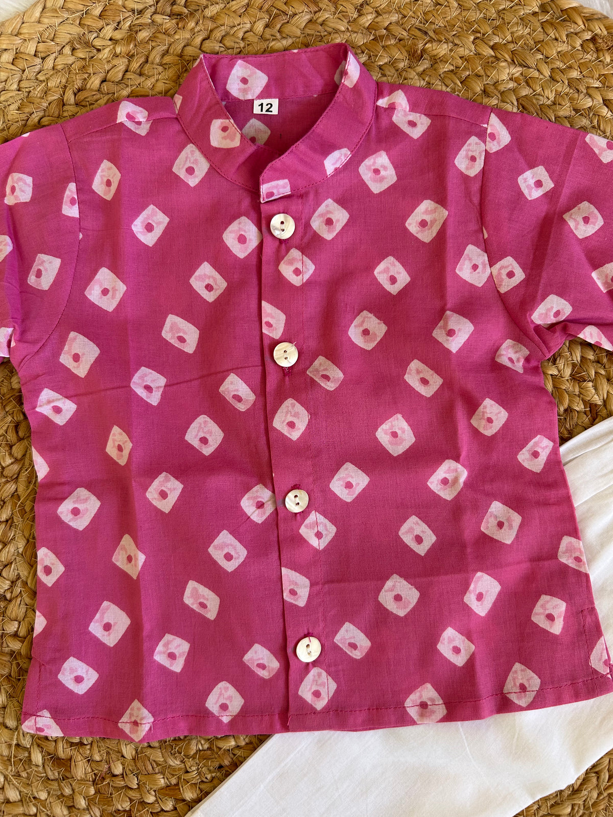 Infant boy's kurta pajama-baby pink bhandej