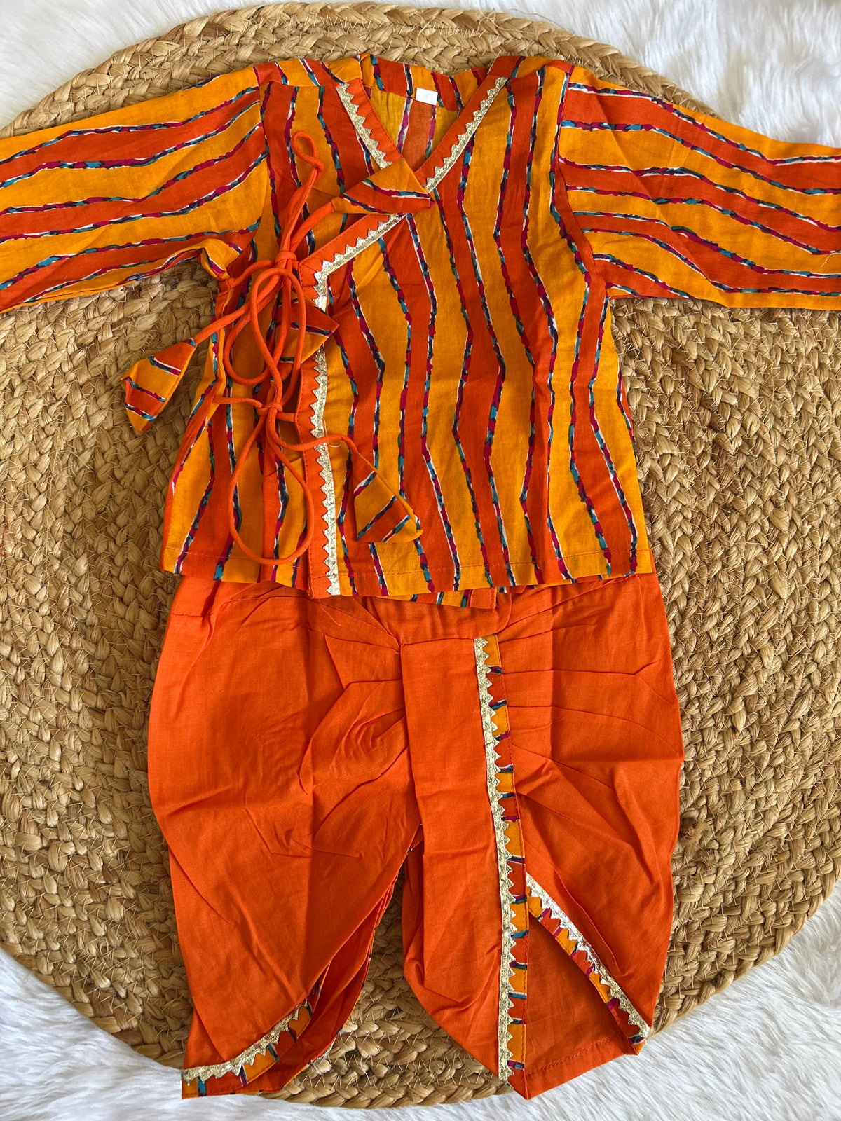 Infant Boys Dhoti Kurta set-orange