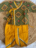 Infant Boys Dhoti Kurta set-green yellow