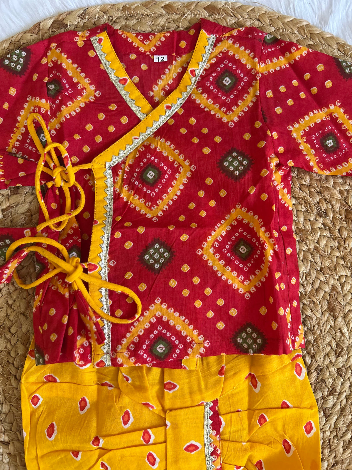 Infant Boys Dhoti Kurta set-red yellow