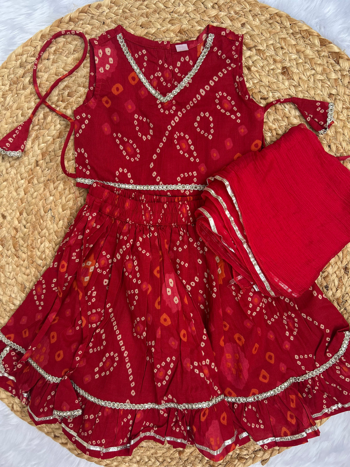Red infant lehenga choli with dupatta