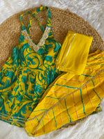 Halter Neck Kurta Dhoti Set – Citrus Blossom
