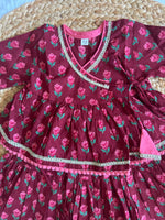 Infant girl angrakha top and skirt-maroon pink