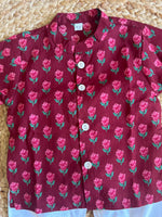 Infant boy's kurta pajama-maroon pink