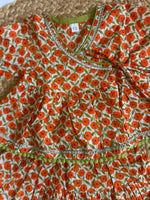 Infant girl angrakha top and skirt-green orange