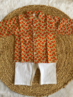 Infant boy's kurta pajama-green orange