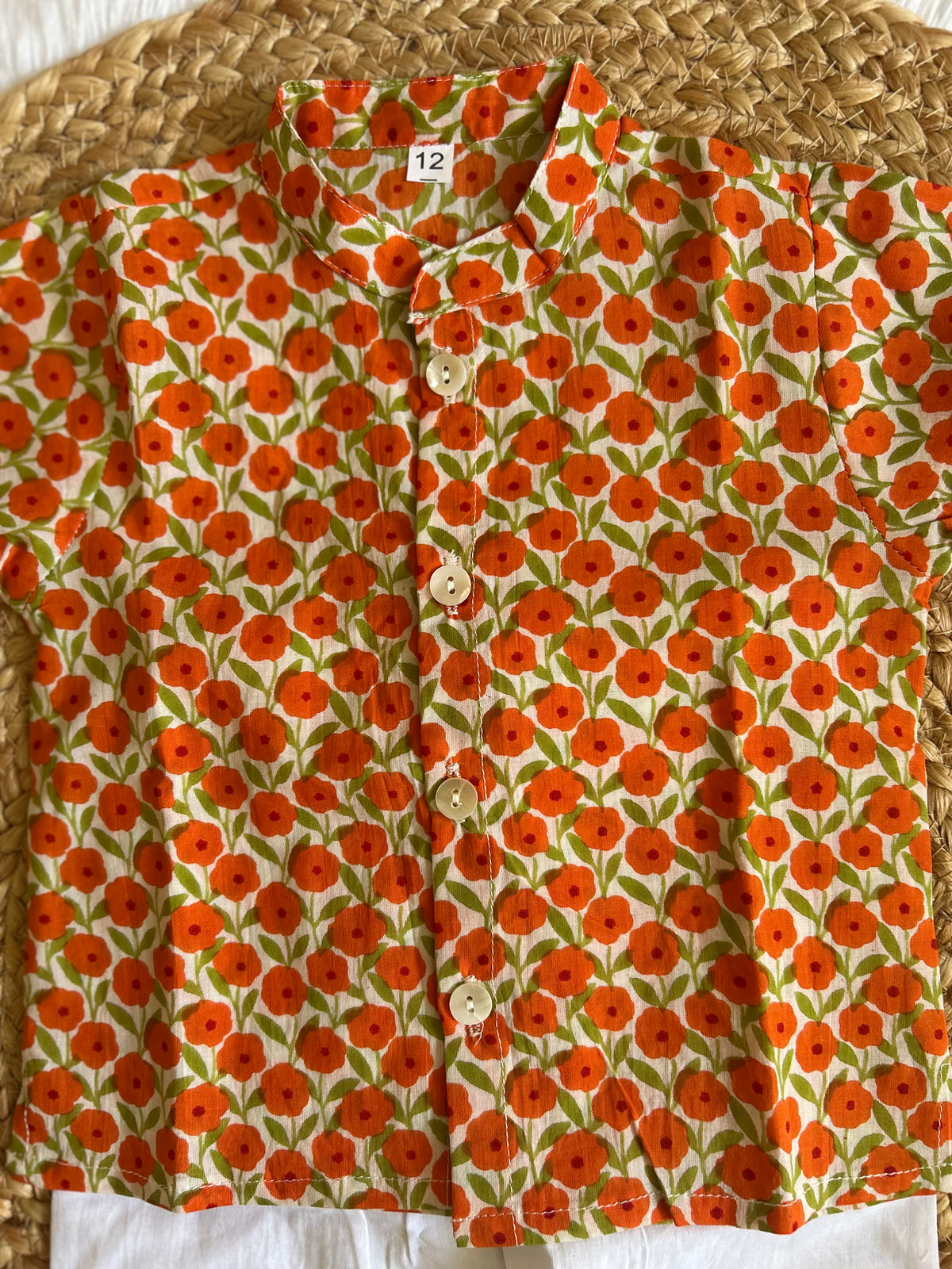 Infant boy's kurta pajama-green orange