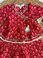 Infant girl angrakha top and skirt-red and white