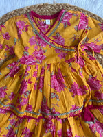 Infant girl angrakha top and skirt-yellow