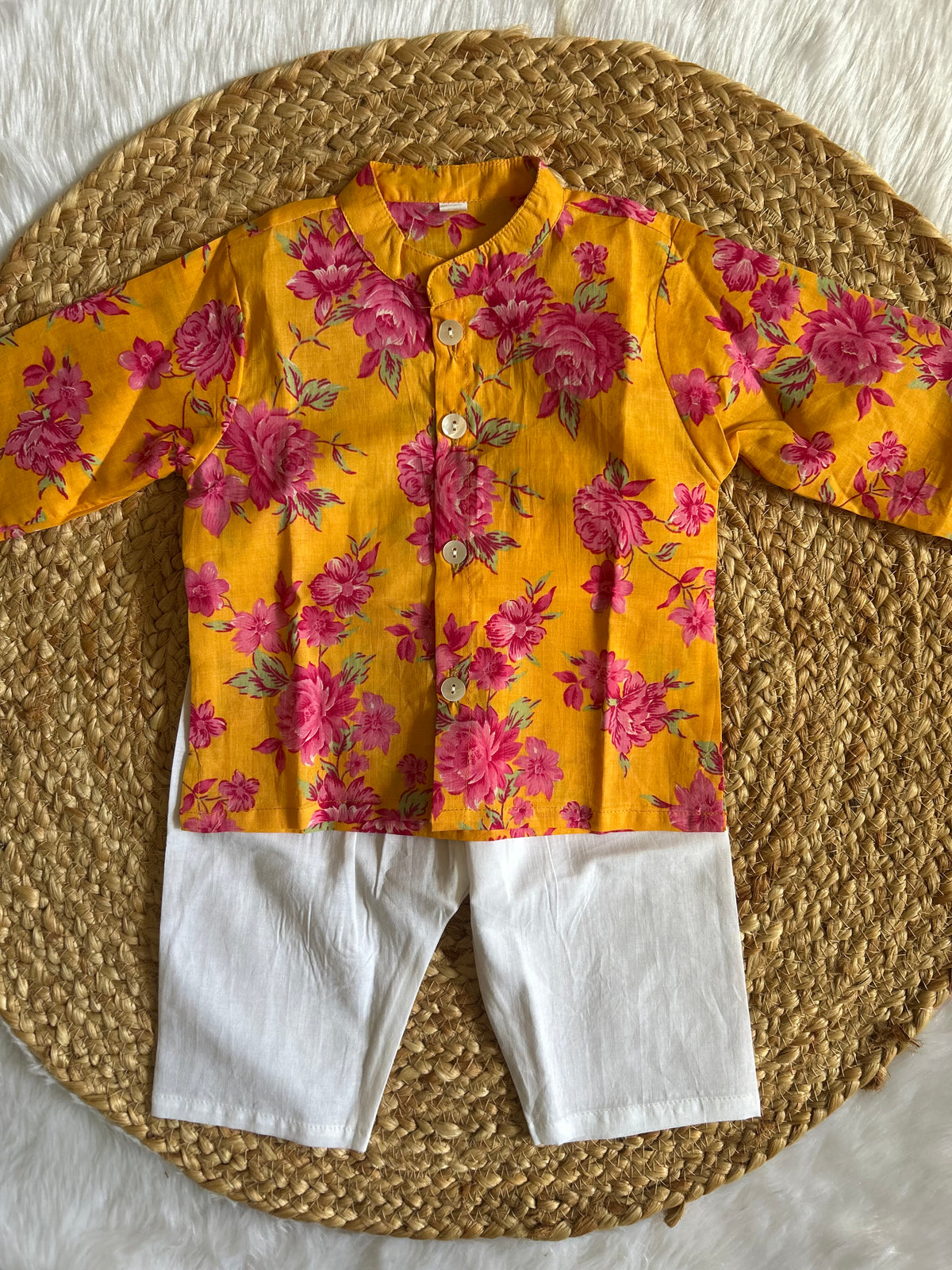 Infant boy's kurta pajama-yellow