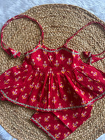 Red Floral Infant Kurti with Pants