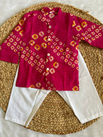 Infant boy's bhandej kurta pajama-pink