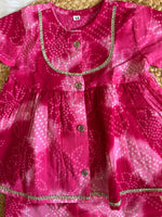 Girl's Pink Tie-Dye Floral Kurti Pant set
