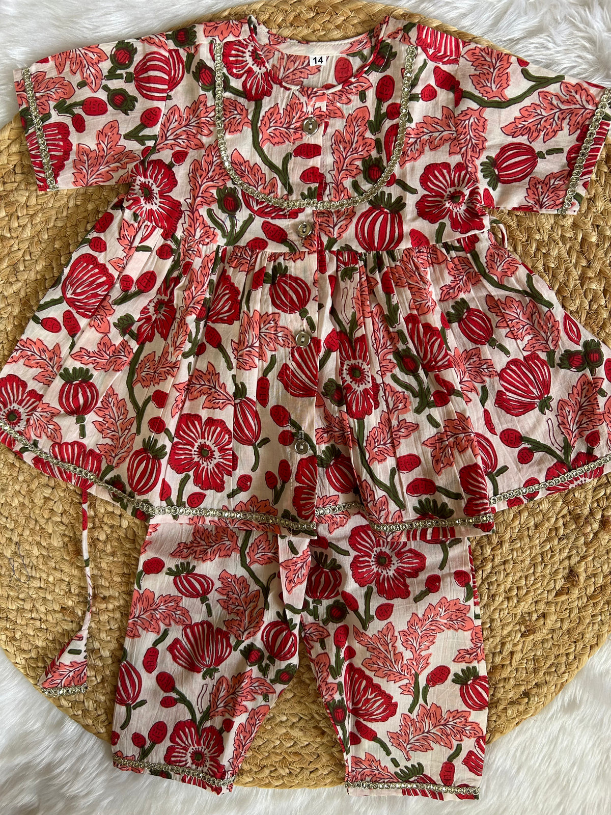Girl's floral kurti pant set