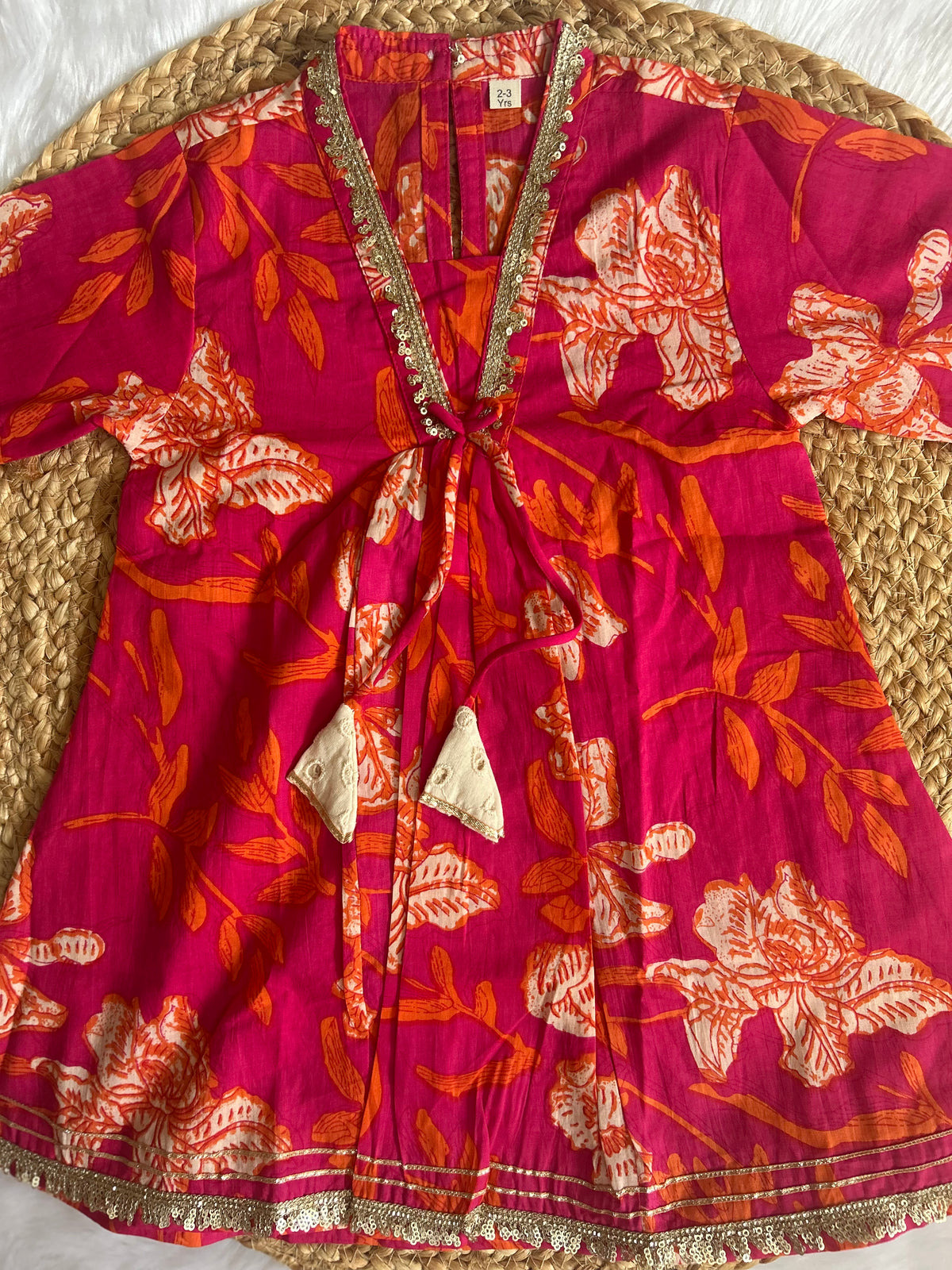 Pink floral kurti with palazzo