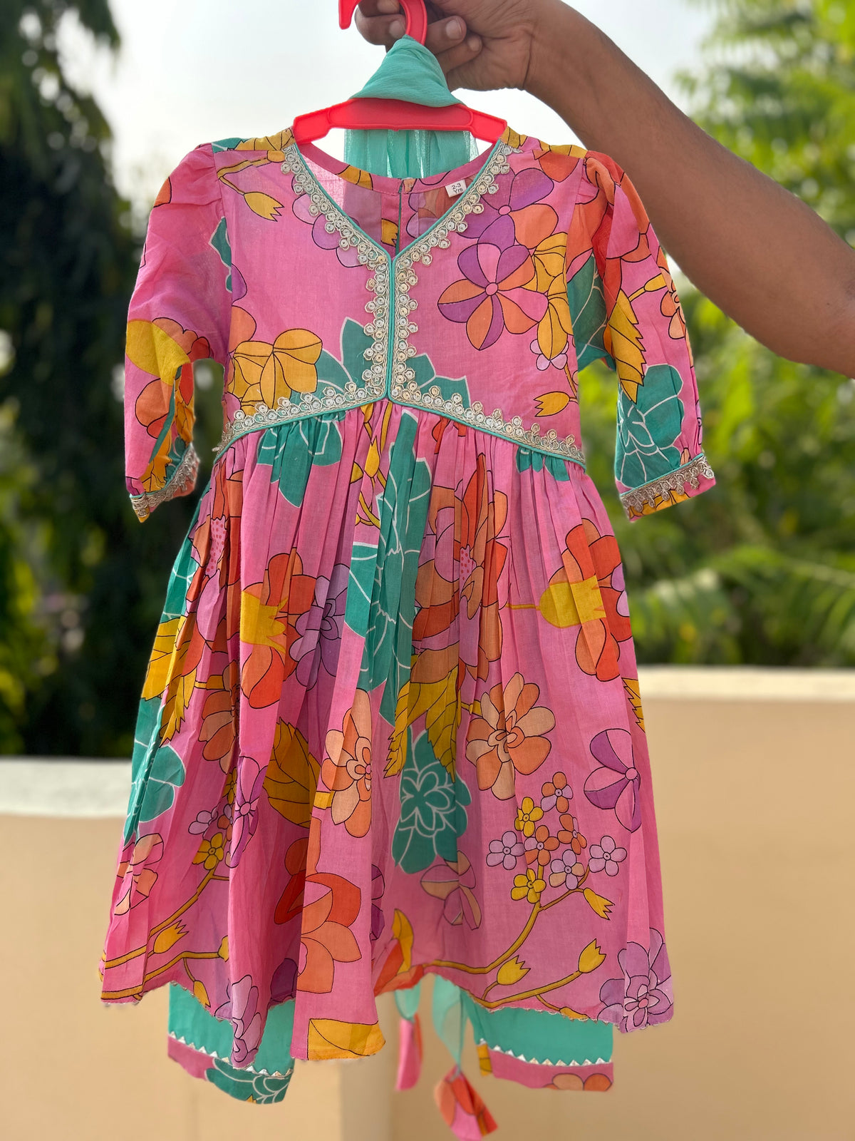 Girls Anarkali Kurti Pant Set