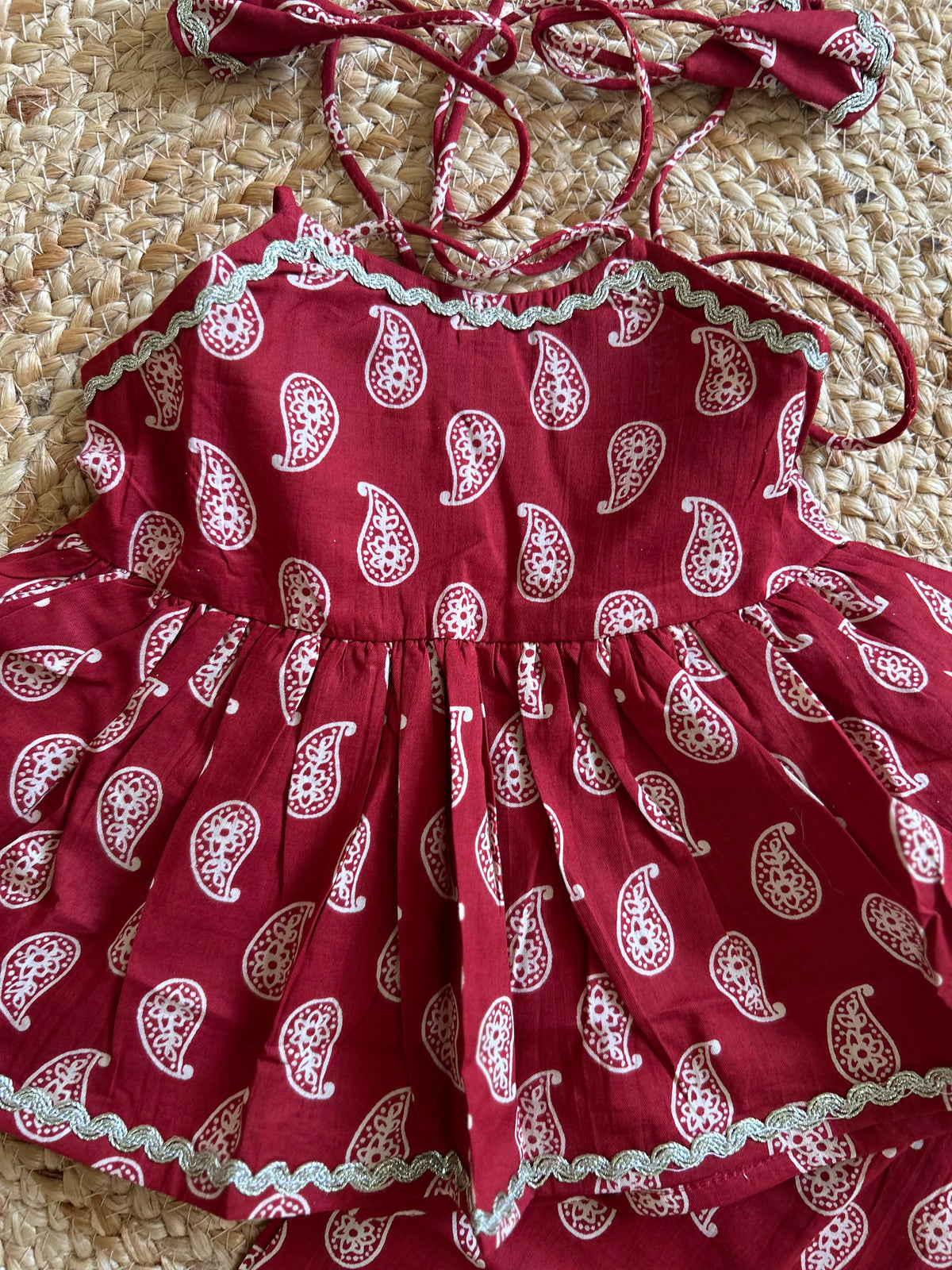 Infant Kurti with Pant-Maroon Paisley