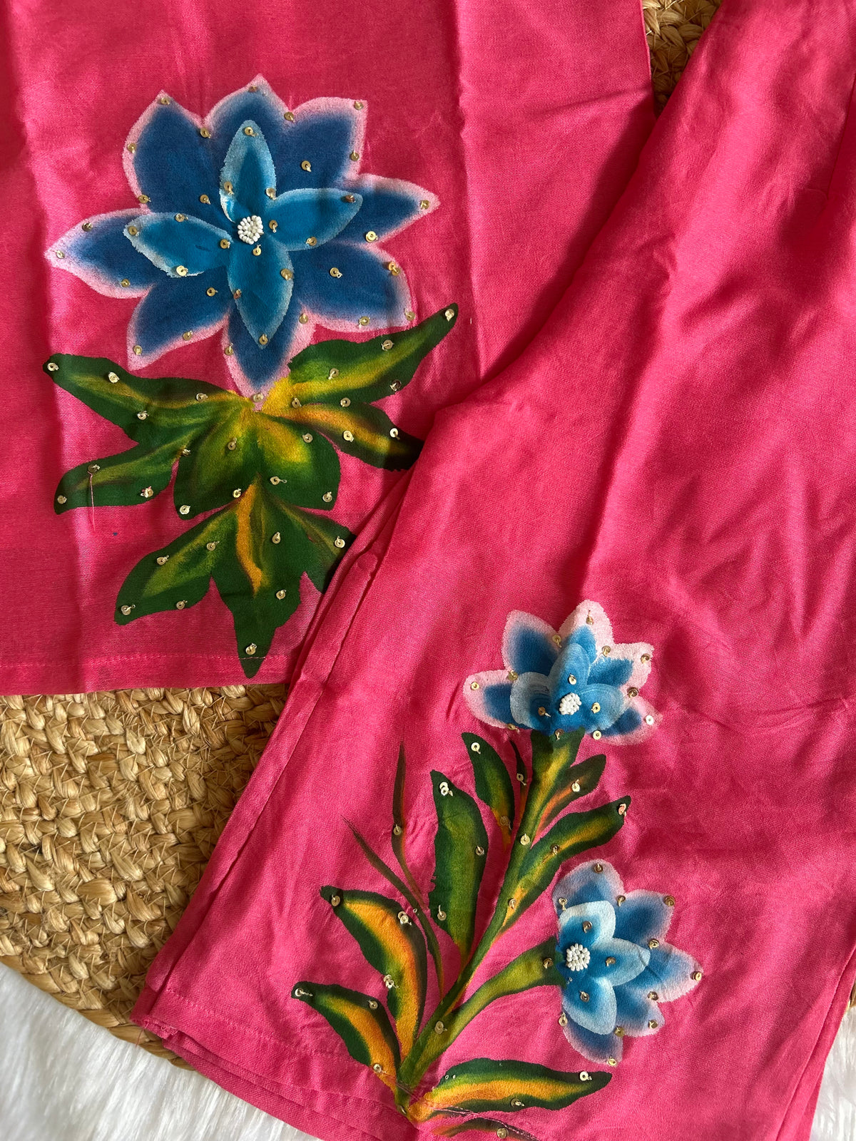Premium hand painted co-ord set-Pink
