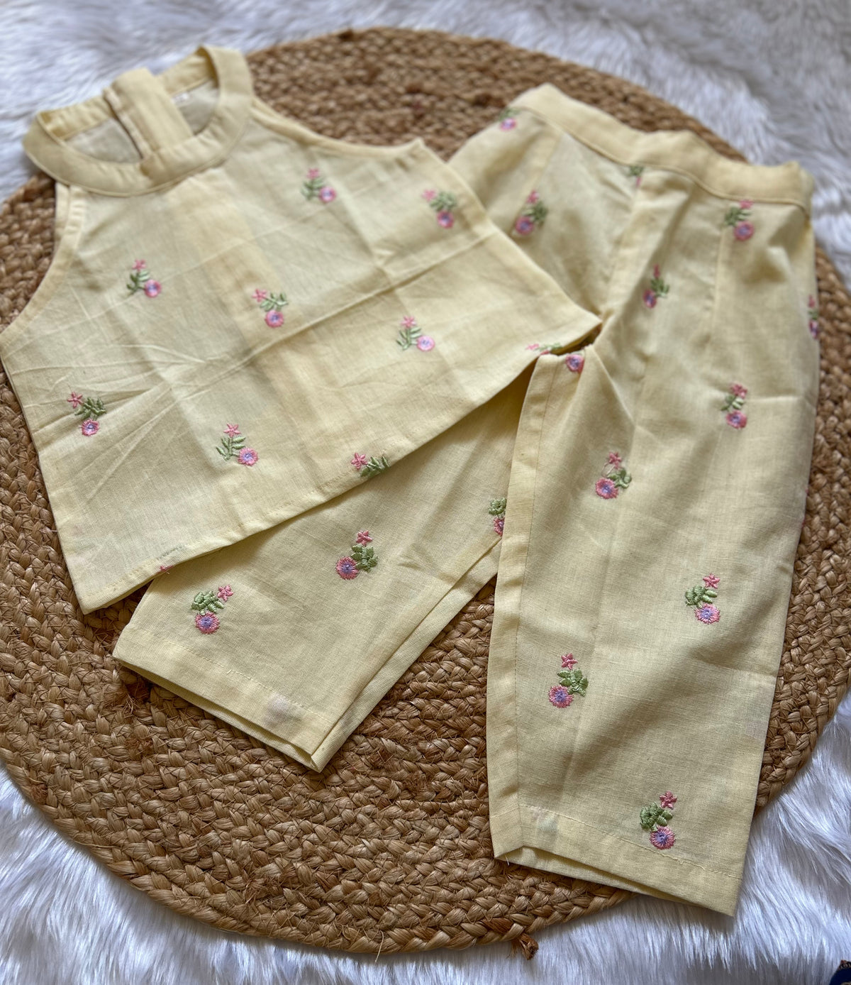 Pastel Yellow Embroidered Co-ord Set
