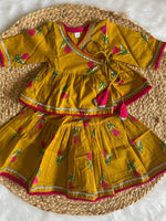 Infant girl angrakha top and skirt-yellow rose