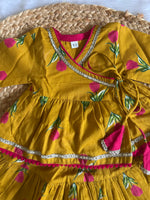 Infant girl angrakha top and skirt-yellow rose