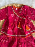 Infant girl angrakha top and skirt-pink
