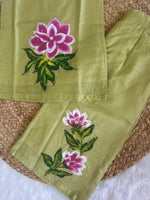 Girl's premium hand painted co-ord set-Green