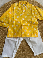 Infant boy's kurta pajama-baby yellow bhandej
