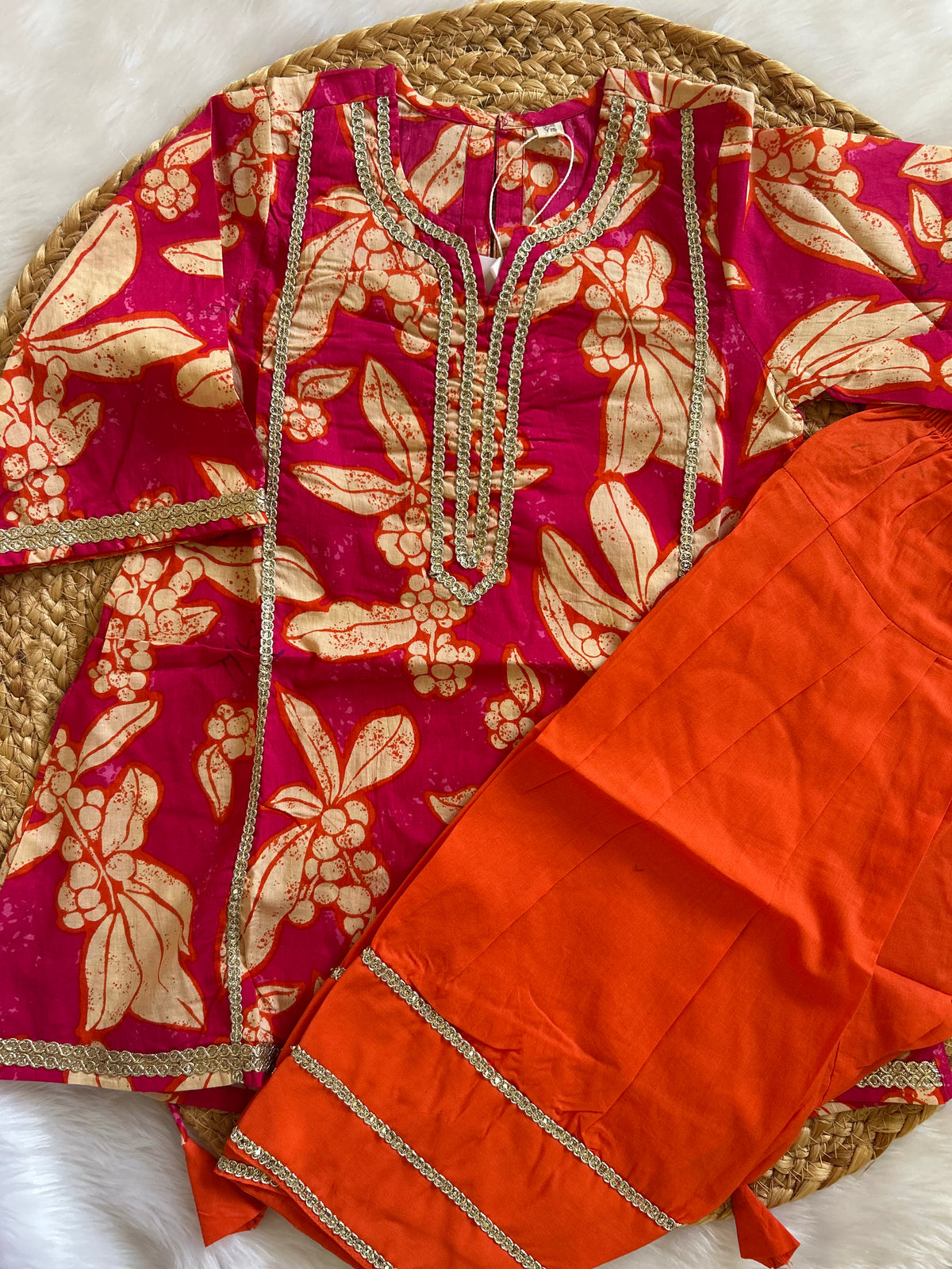 Phoolwari Orange Farshi Set