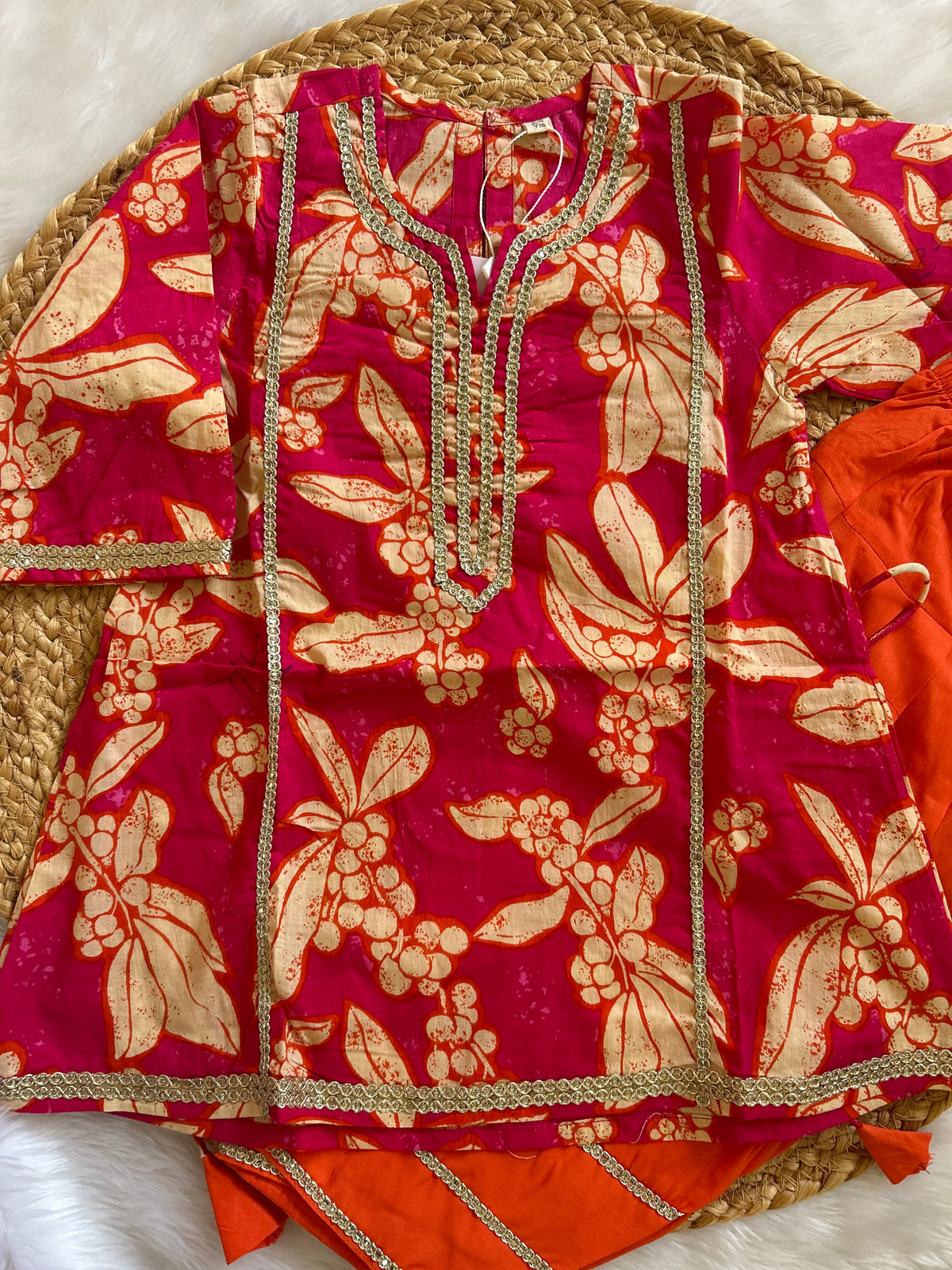 Phoolwari Orange Farshi Set