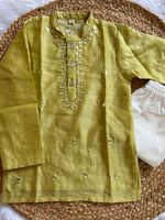 Olive Glow Chanderi Kurta Pant Set