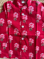 Infant boy's kurta pajama-Red Floral