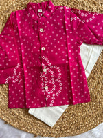 Infant boy's kurta pajama-Pink bhandej