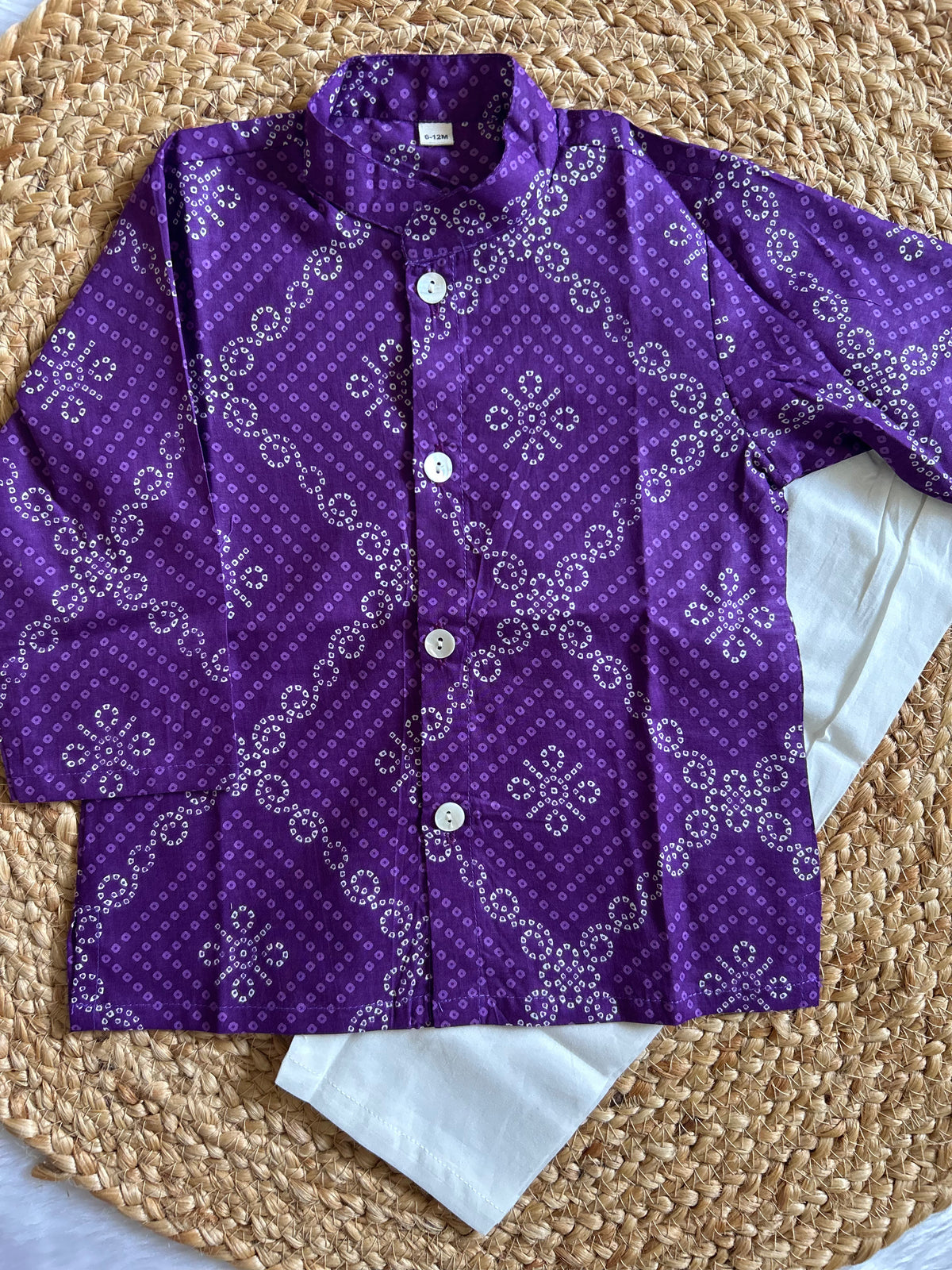 Infant boy's kurta pajama-Purple Bhandej