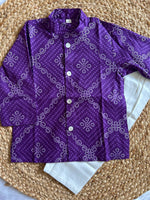 Infant boy's kurta pajama-Purple Bhandej
