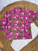 Infant boy's kurta pajama-Pink Lotus