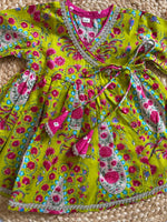 Lime Green Floral Angrakha Kurti with Dhoti