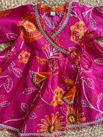 Fuchsia Pink Angrakha Kurti with Dhoti