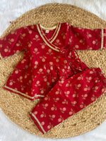 Angrakha kurti with pants-red