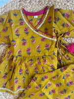 Angrakha kurti with pants-mustard