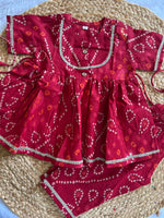 Red Bandhej Kurti Pant Set