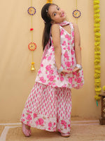 Pink Traditional Girl's Peplum Sharara with Dupatta