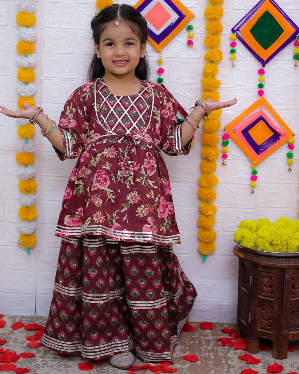 Girls Attached jacket Peplum with Palzzo