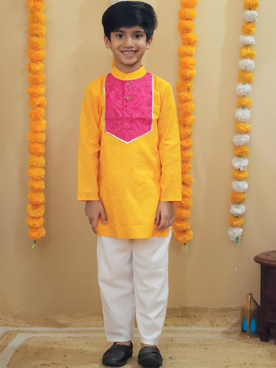 Boy's navratri yellow kurta pajama