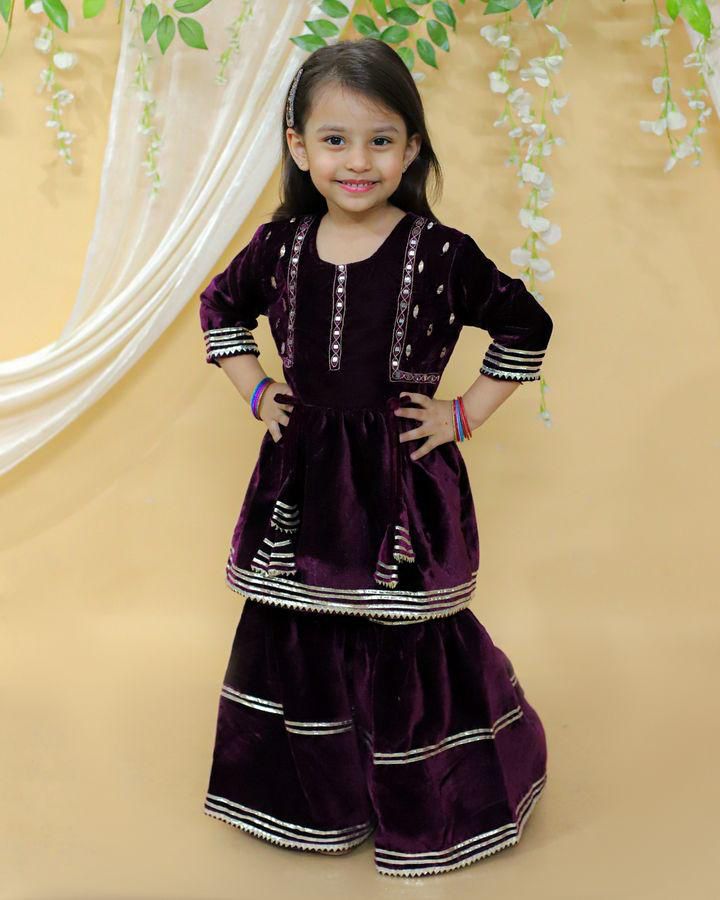 Girls Velvet Kurti Sharara