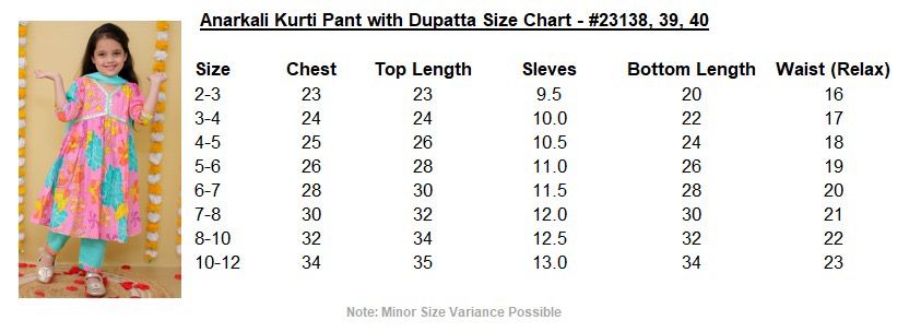 Girls Anarkali Kurti Pant Set