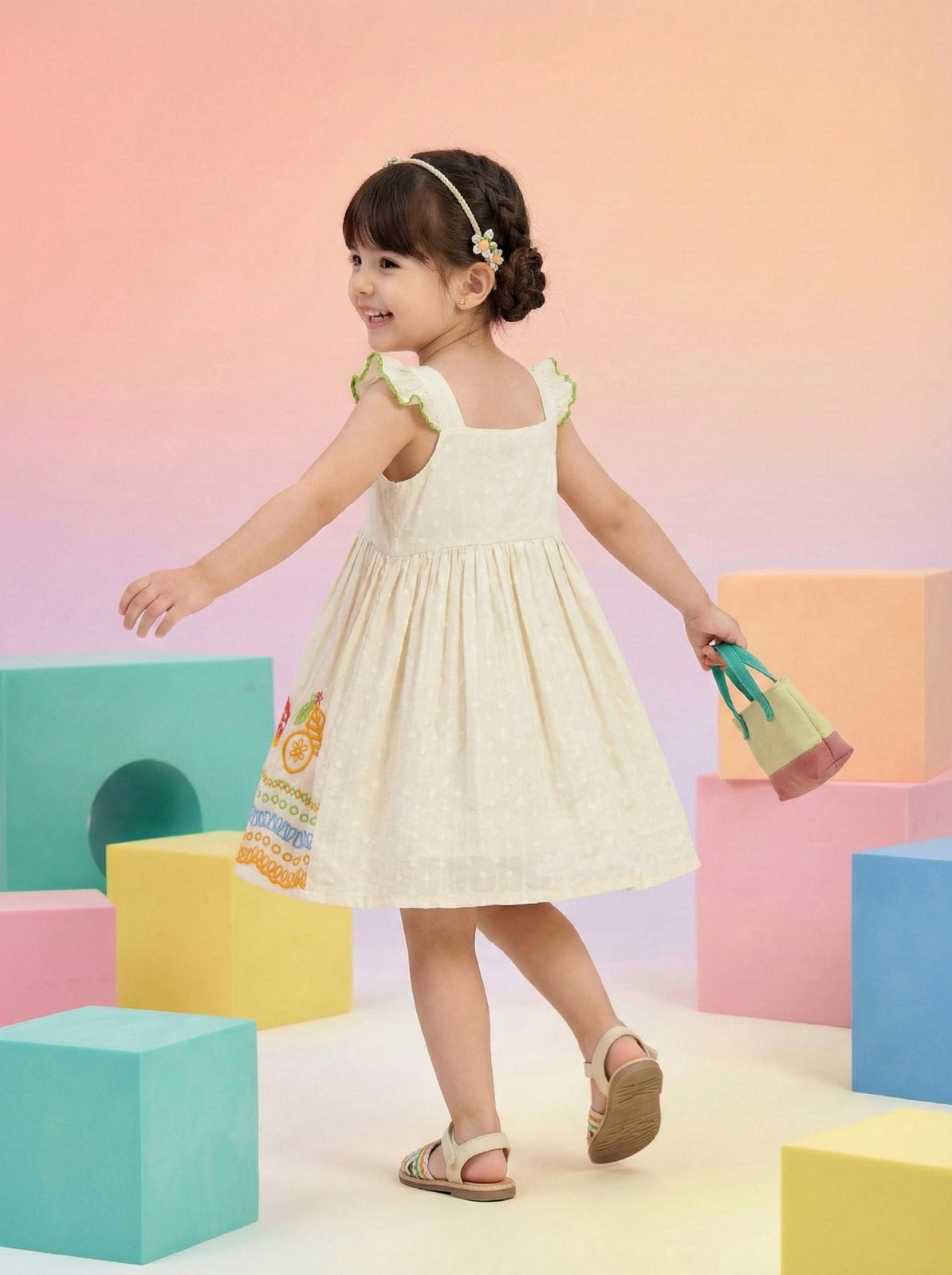 Fruity Bloom Embroidered Dress