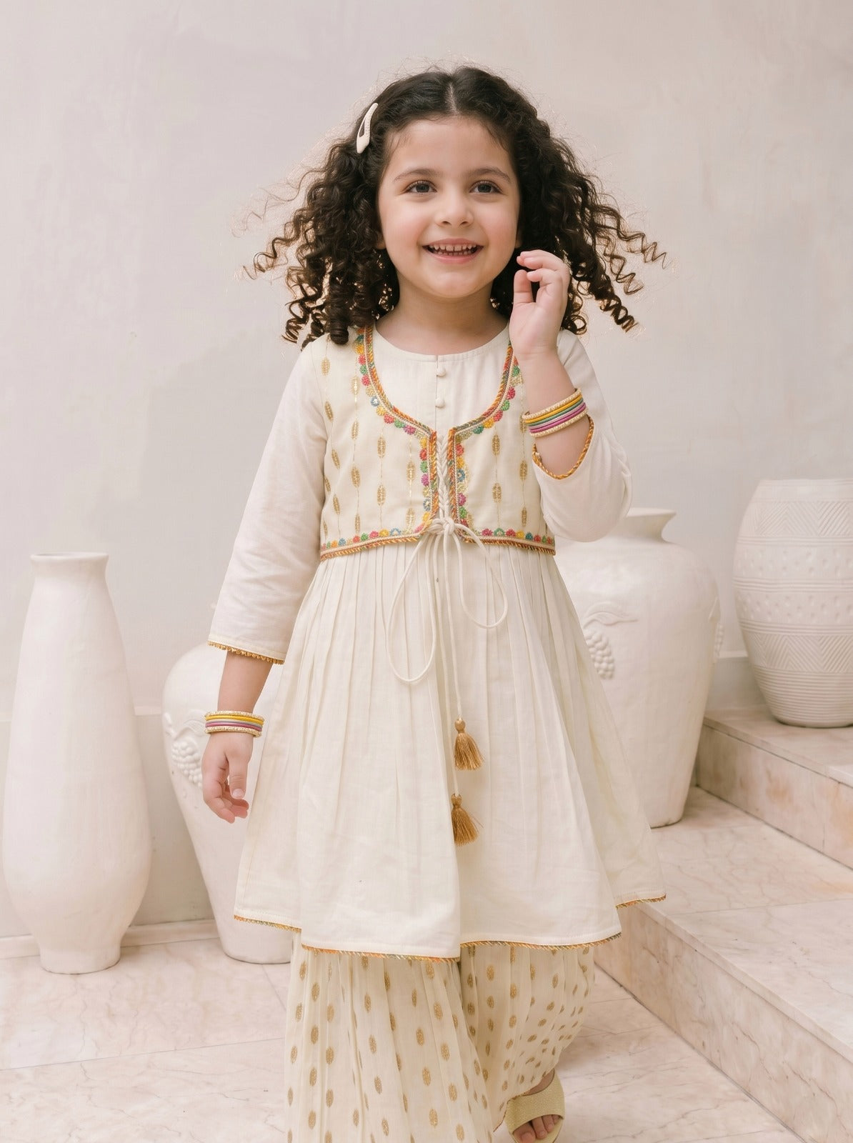 Gulnaar Ivory Sharar Set With Dupatta